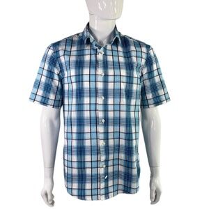 George Men’s Teal Plaid Short Sleeve Button Down